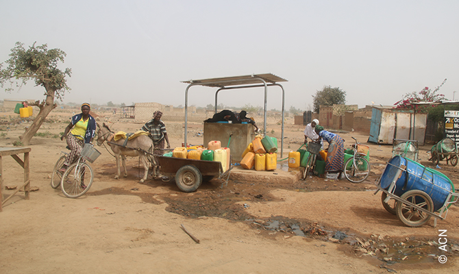 Refugees have to walk miles for water.