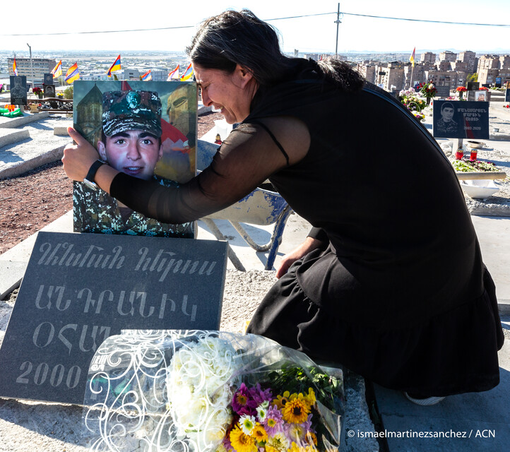 Church in Armenia: crying mother.