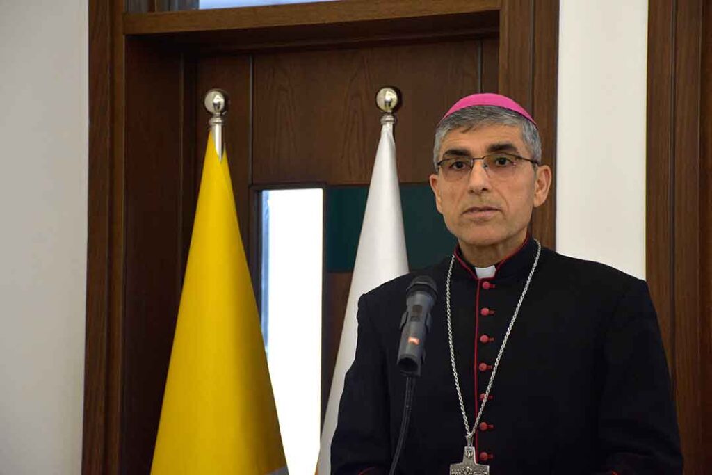 Bishop Azad Shaba during his speech at the inauguration