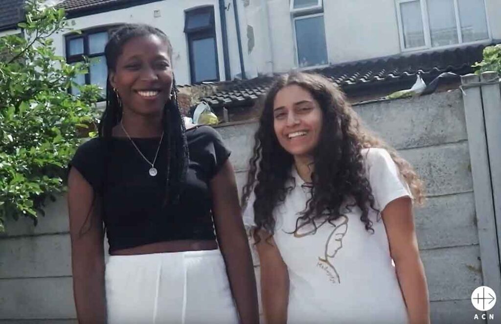 From left to right: Sara Isabel (producer) and Sofia Butrus, featured in the university documentary His Faithfulness